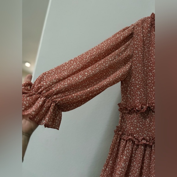 She + Sky Terracotta Floral Long Sleeve Dress - Picture 2 of 12